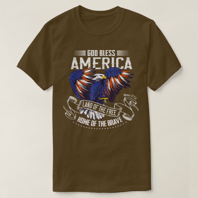 God Bless America EagleLand of the Free Home of th T-Shirt (Design Front)