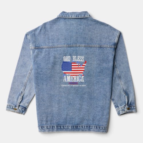 God Bless America Especially Rhode_Island US State Denim Jacket