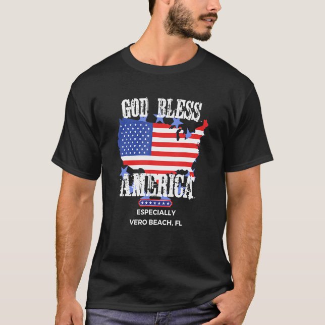 God Bless America Especially Vero Beach FL US Stat T-Shirt (Front)
