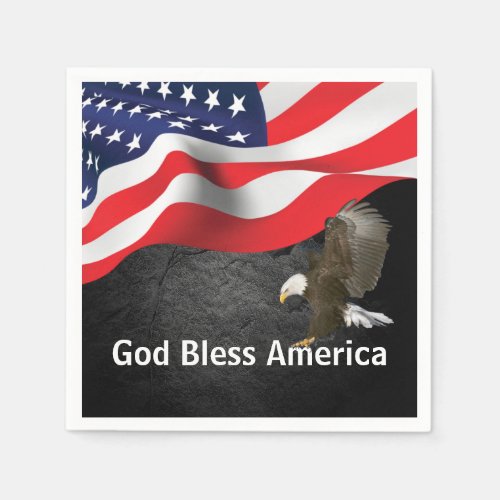 God Bless America Flag and Eagle Napkins