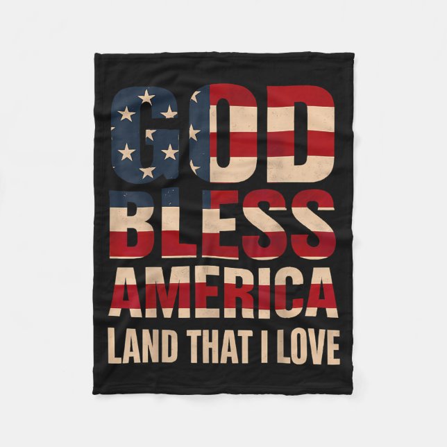 God Bless America Flag Art Fleece Blanket (Front)