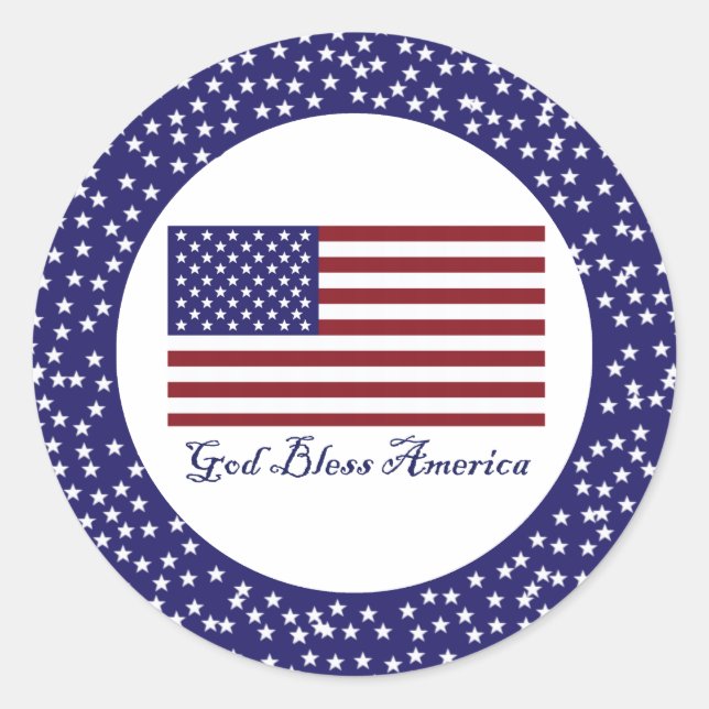 God Bless America Flag Classic Round Sticker (Front)