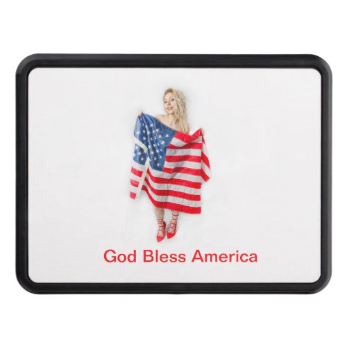 God Bless America Flag Girl Hitch Cover
