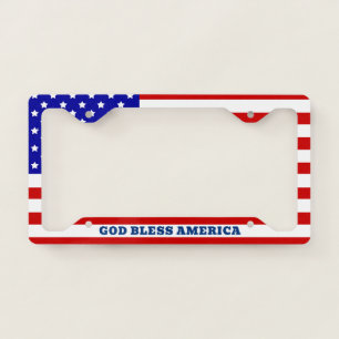 GOD BLESS AMERICA FLAG STARS AND STRIPES LICENSE PLATE FRAME