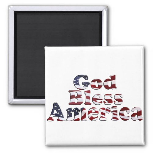 God Bless America Flag Text Design Magnet