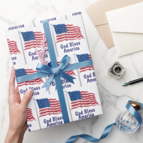 God Bless America Flag Wrapping Paper