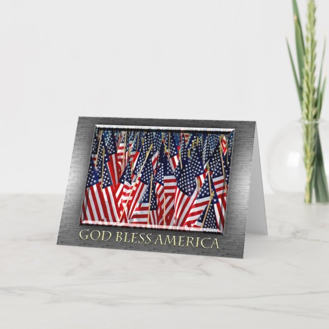 God Bless America Flags Card (Front)