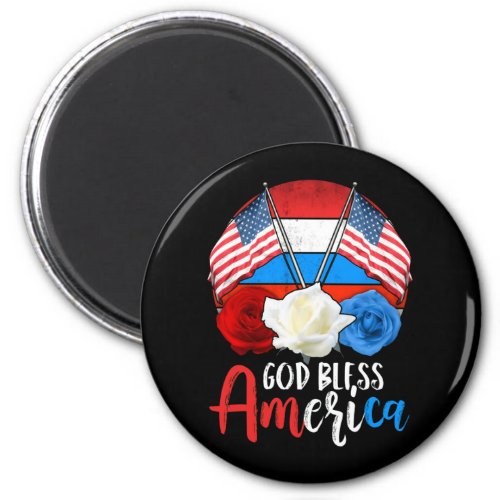 God Bless America Flower USA Flag Independence Day Magnet