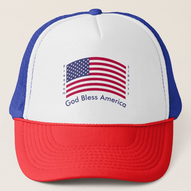 God Bless America - Freedom - Liberty Trucker Hat (Front)
