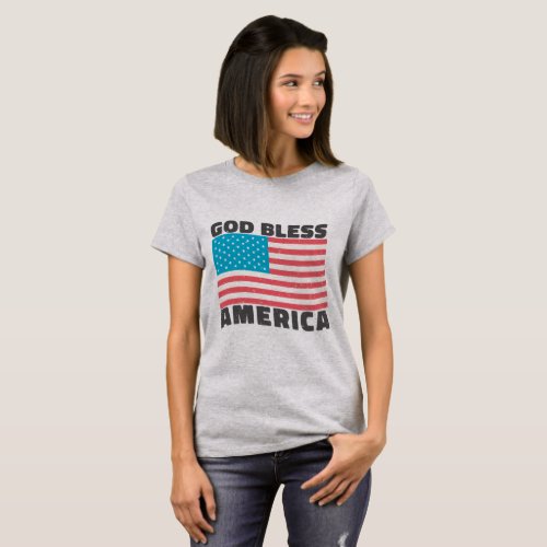 God Bless America  Groovy Vintage USA Flag T_Shirt