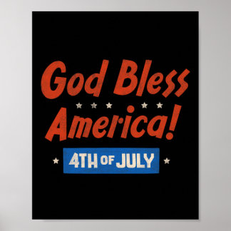 God Bless America Happy 4th Of July Patriotic Usa Poster