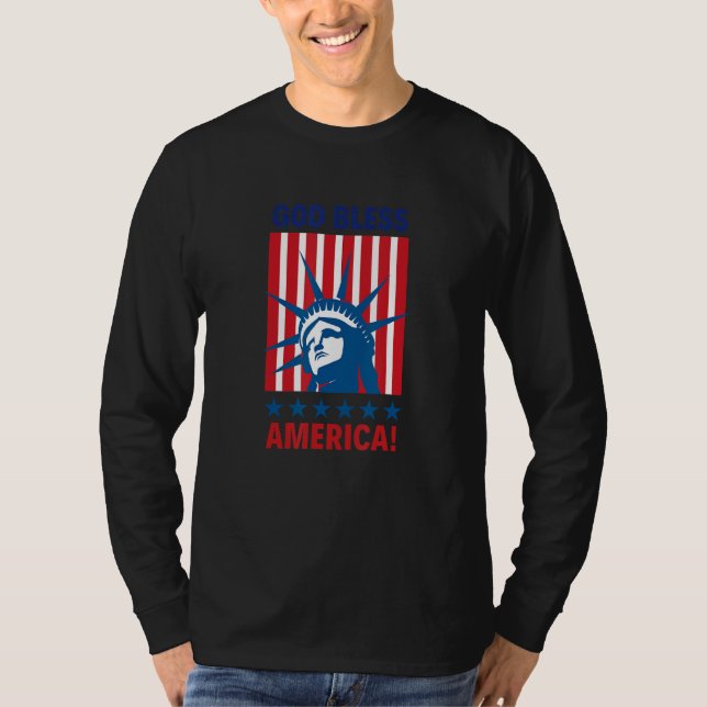 God Bless America Happy 4th of July Patriotic USA  T-Shirt (Front)