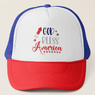 God Bless America Hat - USA Patriot Trucker Cap