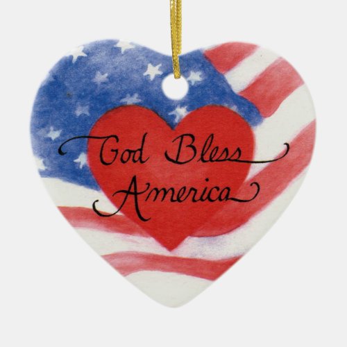 God Bless America Heart Ornament