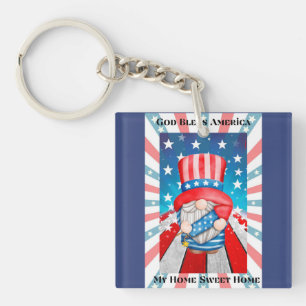 God Bless America  Home Sweet Home  Keychain