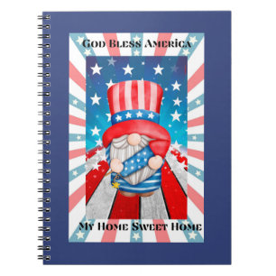 God Bless America  Home Sweet Home Playing Cards Notebook