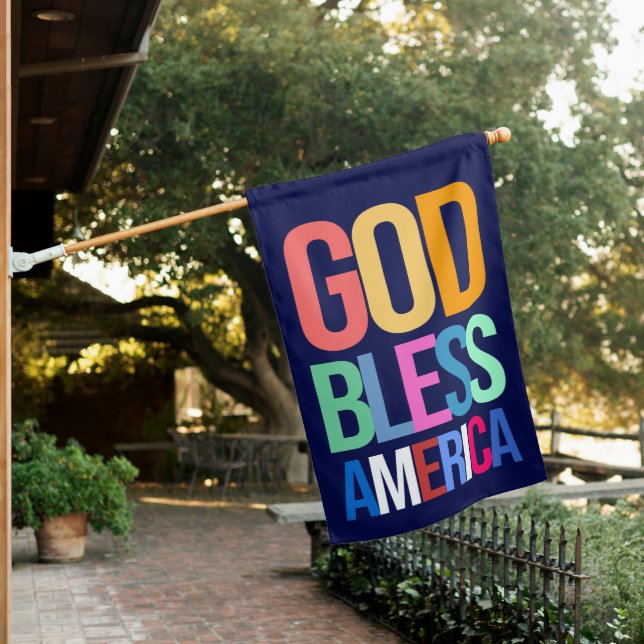 God Bless America House Flag (In SItu)