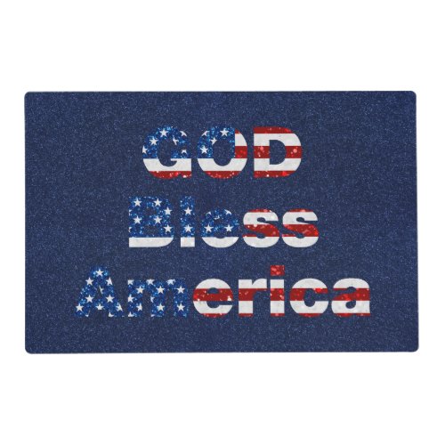 God Bless America July 4th Glitter Placemat