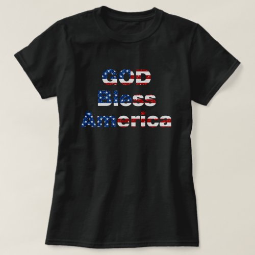 God Bless America July 4th Glitter T_Shirt