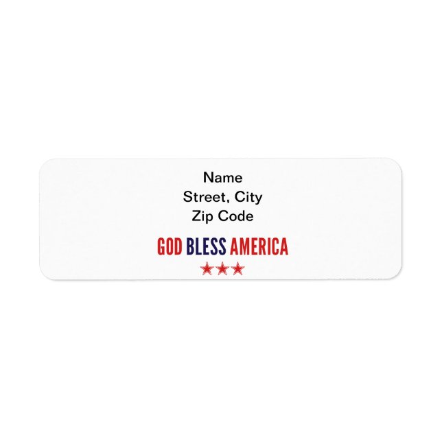 God Bless America Label (Front)