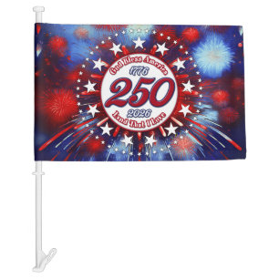 God Bless America Land That I Love Graphic Fire Wh Car Flag
