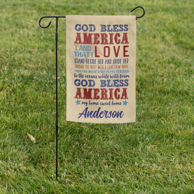 God Bless America Land That I Love Patriotic Garden Flag (In SItu)