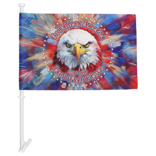 God Bless America Land That I Love Red Eagle Firew Car Flag