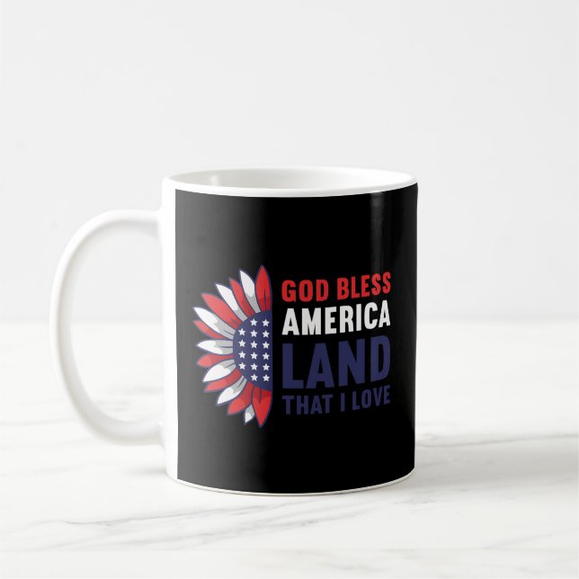 God Bless America Land That I Love Usa American 4T Coffee Mug (Left)