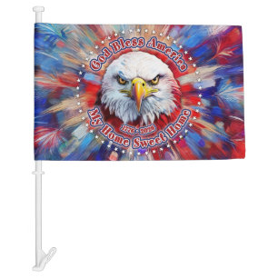 God Bless America My Home Sweet Home Red Eagle Fir Car Flag