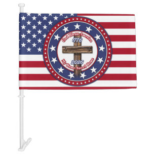God Bless America My Home Sweet Home Rugged Cross Car Flag