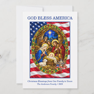 God Bless America Nativity Christmas Card | Americ