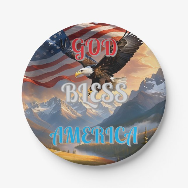 GOD BLESS AMERICA PAPER PLATES (Front)