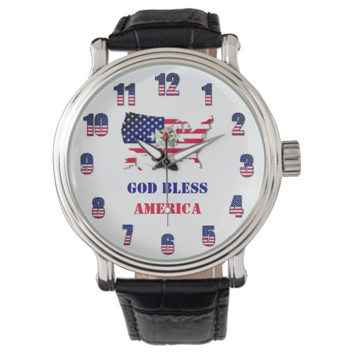 God Bless America Patriot USA Bald Eagle Red Blue Watch