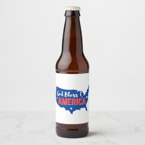 God Bless America Patriotic Beer Bottle Label