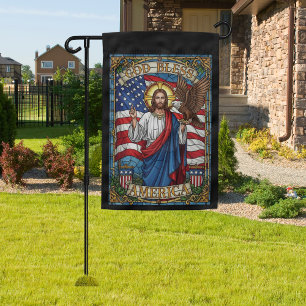 God Bless America Patriotic Christian Jesus Garden Flag