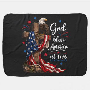 God Bless America Patriotic Cross Baby Blanket