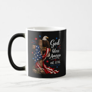 God Bless America Patriotic Cross Color Morph Mug