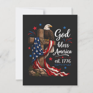 God Bless America Patriotic Cross Holiday Card