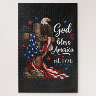 God Bless America Patriotic Cross Jigsaw Puzzle