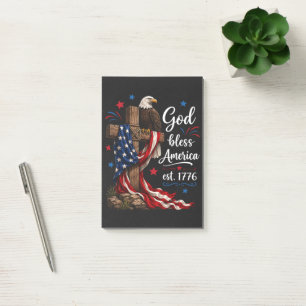 God Bless America Patriotic Cross Post-it Notes