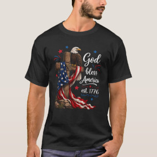 God Bless America Patriotic Cross T-Shirt