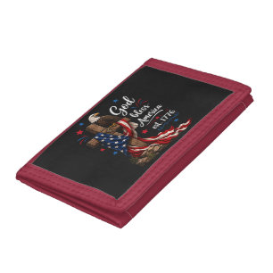 God Bless America Patriotic Cross Tri-fold Wallet