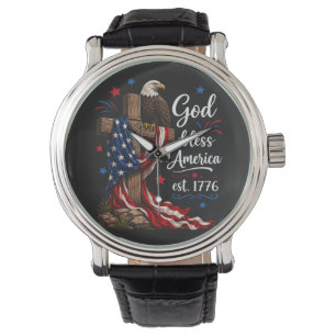 God Bless America Patriotic Cross Watch
