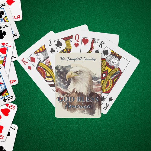 God Bless America Patriotic Eagle Family  Poker Cards
