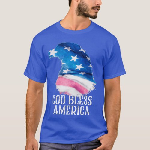 God Bless America Patriotic Eagle Flag T_Shirt