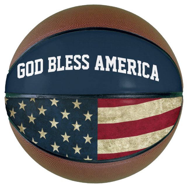 God Bless America Patriotic Flag Basketball (Front)