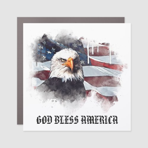  GOD BLESS AMERICA  Patriotic Flag EAGLE AP16  Car Magnet