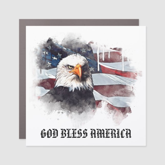 *~* GOD BLESS AMERICA  Patriotic Flag EAGLE AP16  Car Magnet (Front)