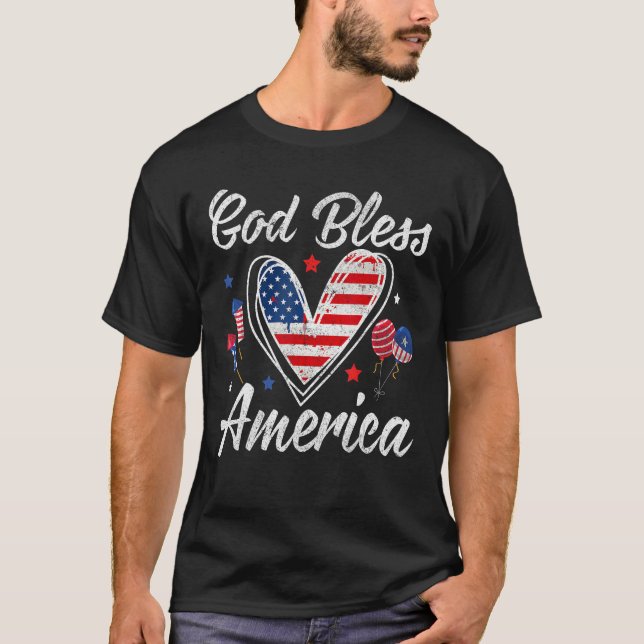 God bless America Patriotic Independence Day 4th O T-Shirt (Front)