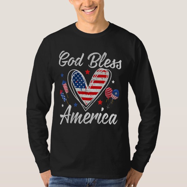 God bless America Patriotic Independence Day 4th O T-Shirt (Front)